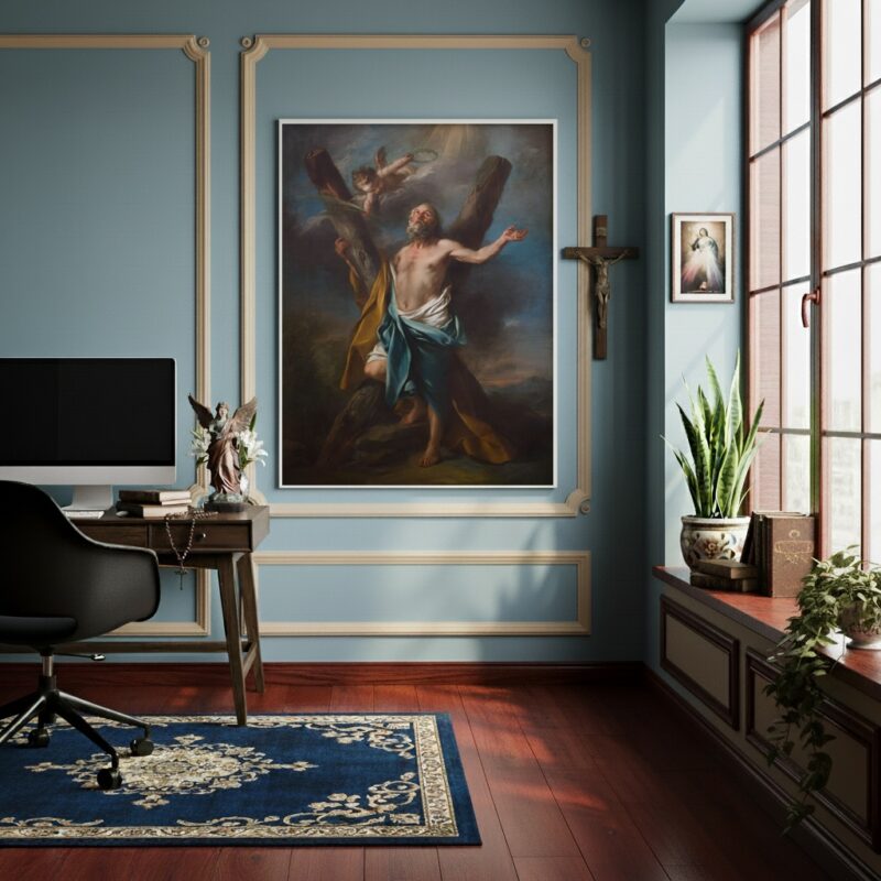 Quadro Decorativo São André Abraçando sua Cruz - 70x50cm