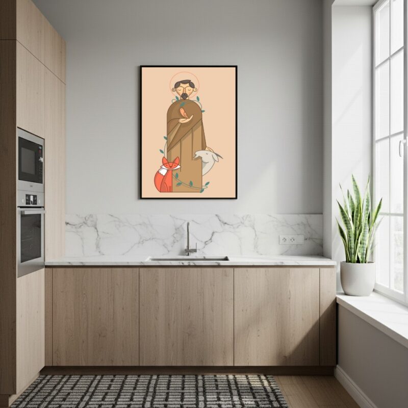 Quadro Decorativo São Francisco de Assis Animais - 70x50 cm