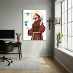 Quadro Decorativo São Francisco de Assis Geométrico - 70x50 cm
