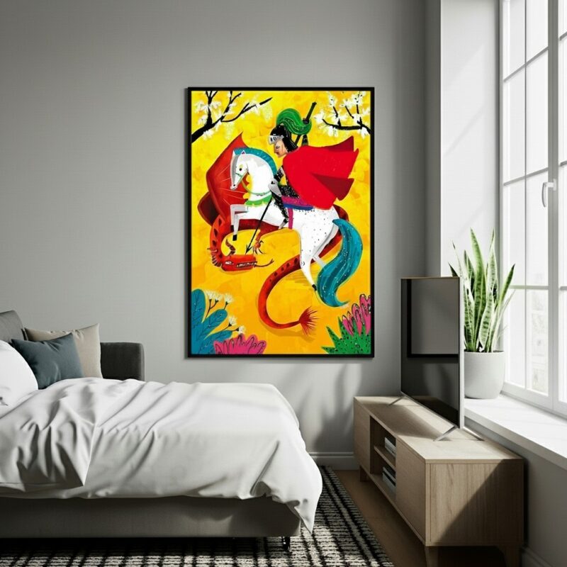 Quadro Decorativo São Jorge Flores - 70x50 cm