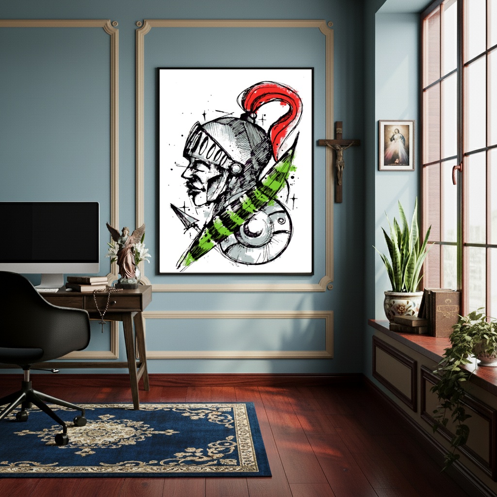 Quadro Decorativo São Jorge O Santo Cristão - 70x50cm