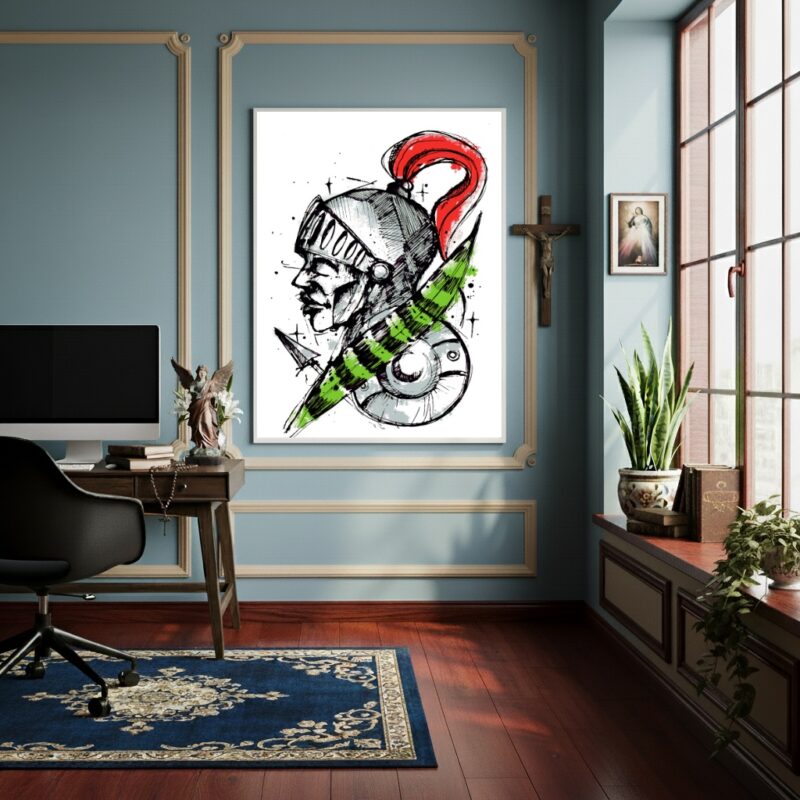 Quadro Decorativo São Jorge O Santo Cristão - 70x50cm