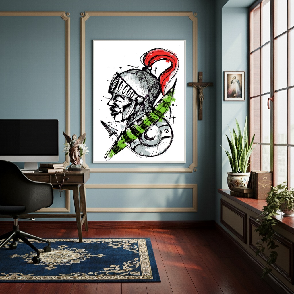Quadro Decorativo São Jorge O Santo Cristão - 70x50cm