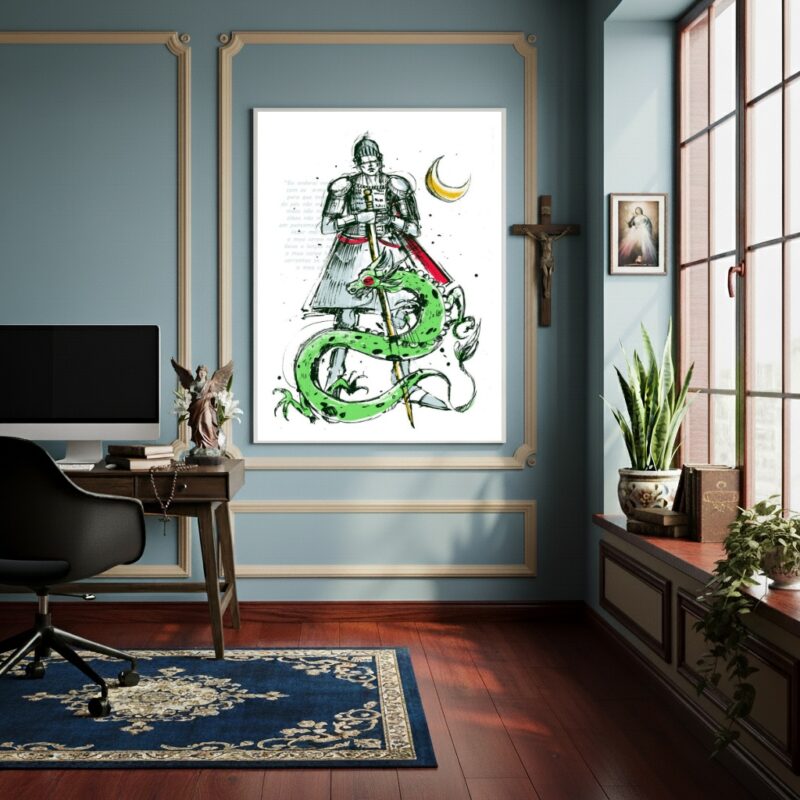 Quadro Decorativo São Jorge O Santo Mártir - 70x50cm