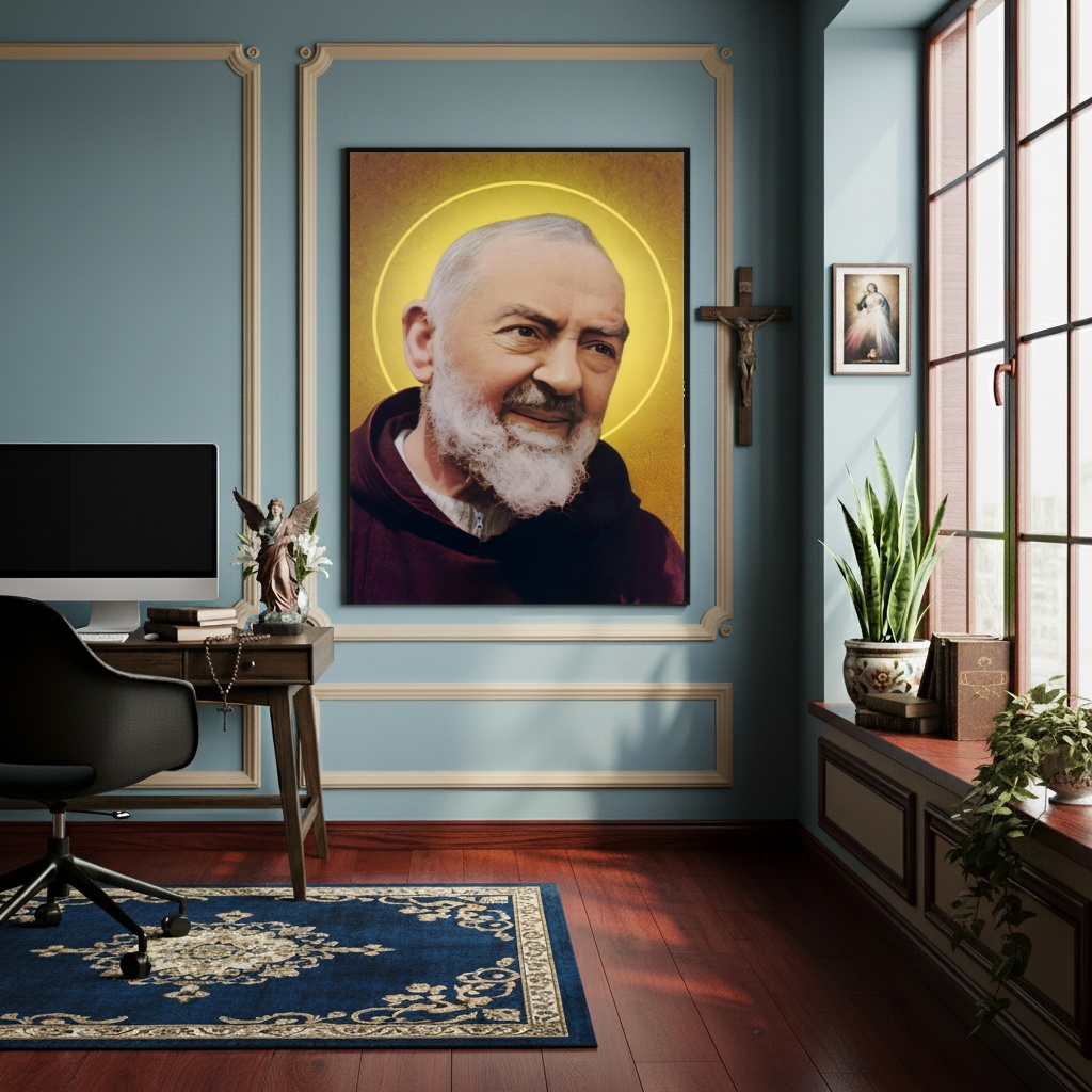 Quadro Decorativo São Padre Pio de Pietrelcina - 70x50cm