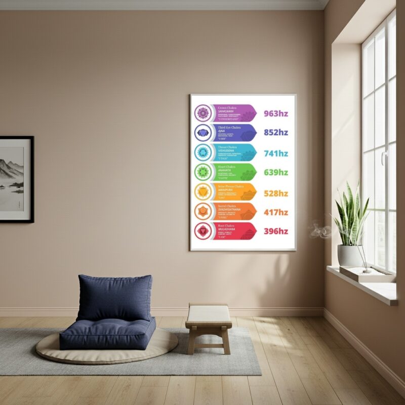 Quadro Decorativo Tabela Os Sete Charkras do Corpo - 70x50cm