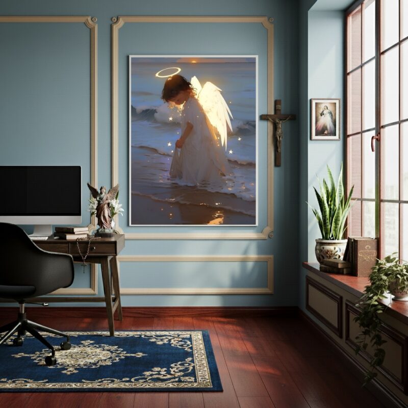 Quadro Decorativo Um Anjo na Praia - 70x50cm