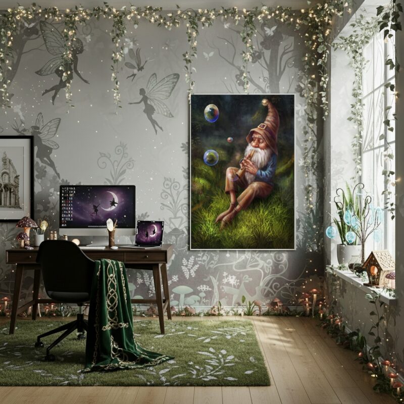 Quadro Decorativo Um Gnomo Uma Criatura Mitológica - 70x50cm