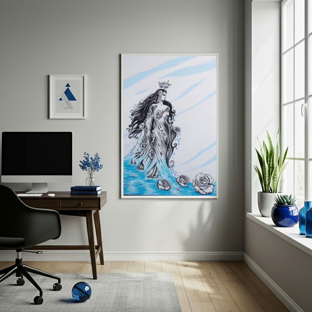 Quadro Decorativo Umbanda Figura Iemanjá - 70x50 cm