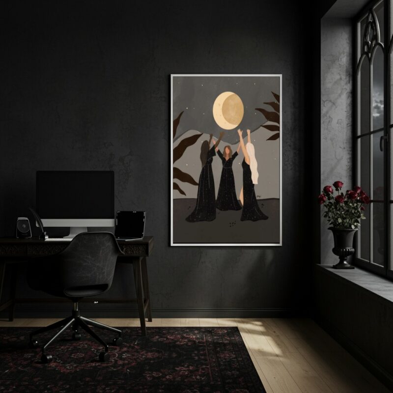 Quadro Decorativo Wicca Ritual da Lua - 70x50 cm