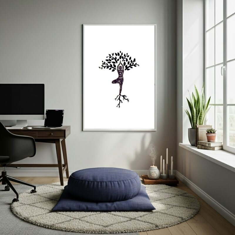 Quadro Decorativo Yoga Natural Minimalista - 70x50cm