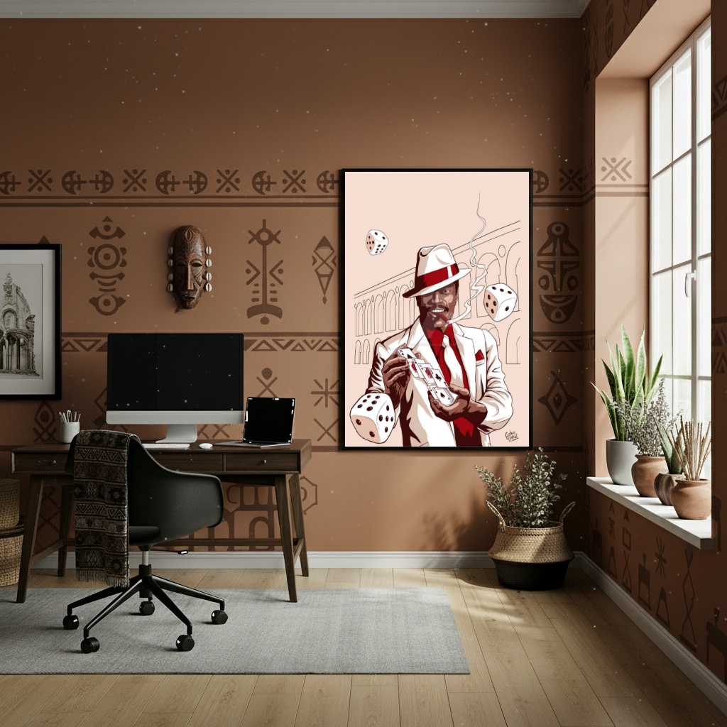 Quadro Decorativo Zé Pilintra no Jogo da Sorte - 70x50cm