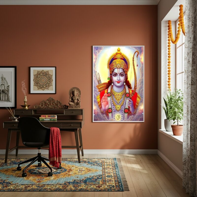 Quadro Deus Hindu Rama A Sétima Encarnação Vixnu - 70x50cm