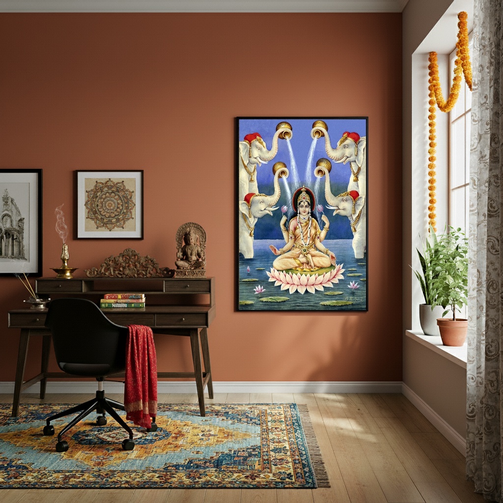 Quadro Deusa Hindu Kamala Deusa da Sabedoria - 70x50cm
