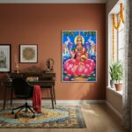 Quadro Deusa Hindu Lakshmi - Deusa da Riqueza - 70x50cm