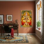Quadro Deusa Hindu Lakshmi Divindade da Riqueza - 70x50cm