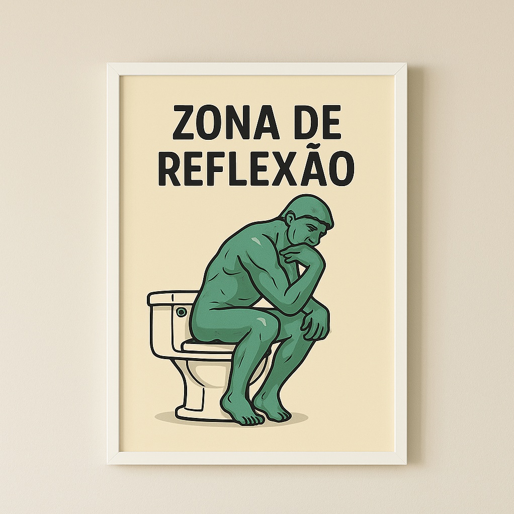 Quadro Divertido De Banheiro - Zona De Reflexão