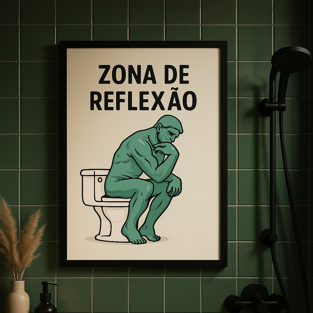 Quadro Divertido De Banheiro - Zona De Reflexão