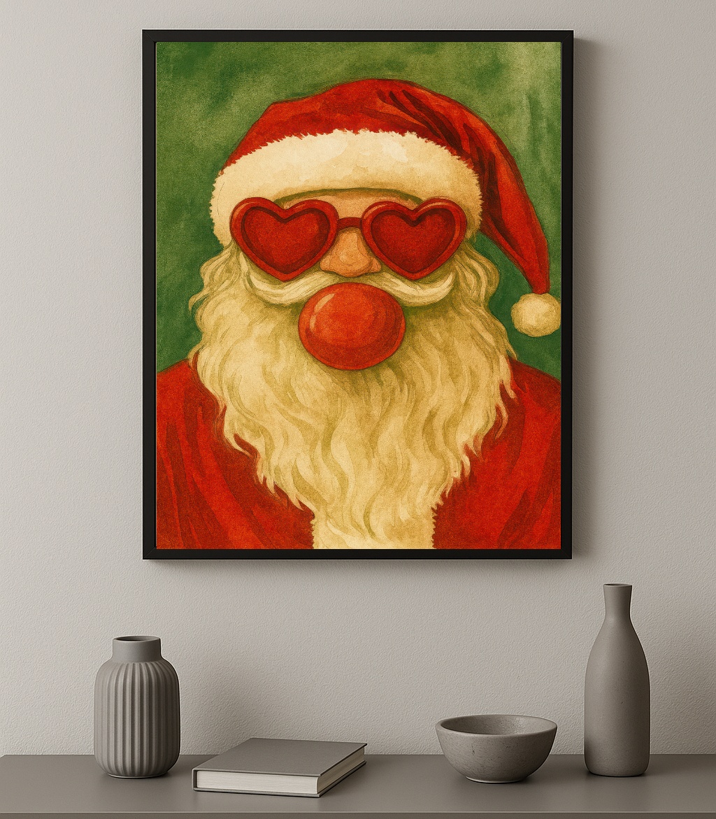 Quadro Divertido Papai Noel Bubble Gun