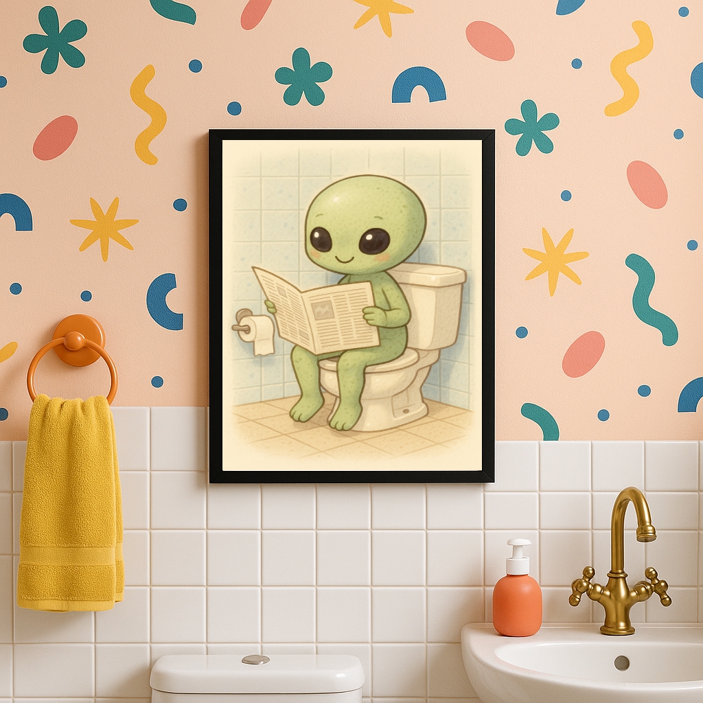 Quadro Divertido Para Banheiro Extraterrestre Baby