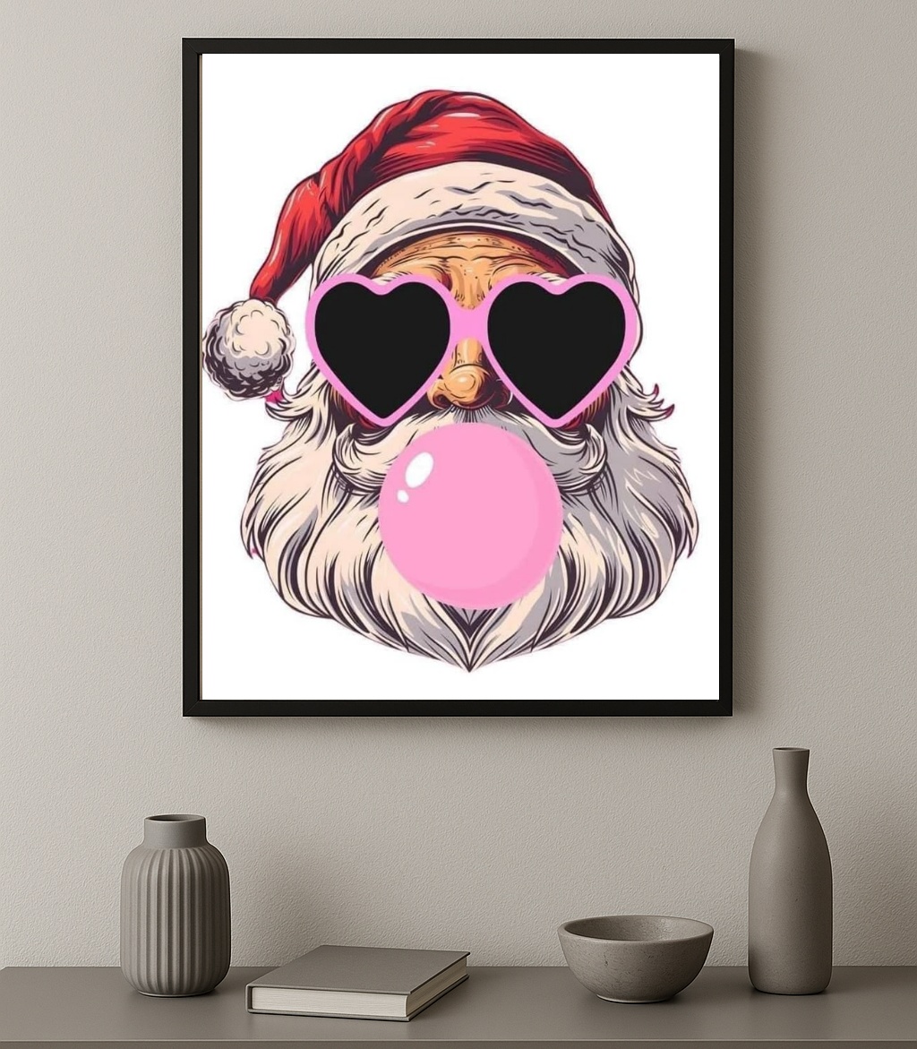 Quadro Engraçado Papai Noel Bubble Gun
