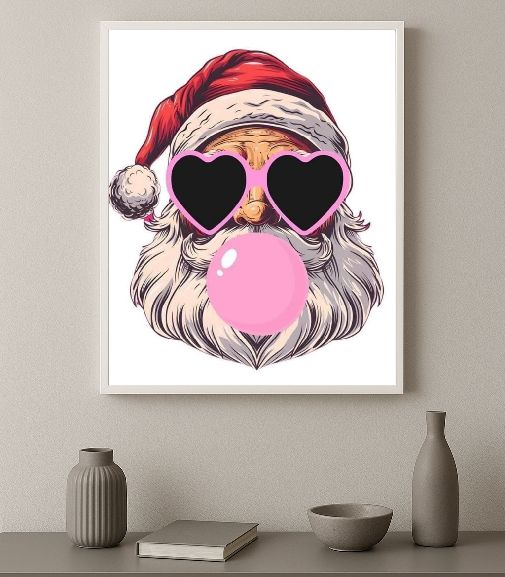 Quadro Engraçado Papai Noel Bubble Gun