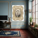 Quadro Estampa da Virgem Maria e o Menino Jesus - 70x50cm