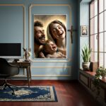 Quadro Família Santa - Jesus Maria e José - 70x50cm