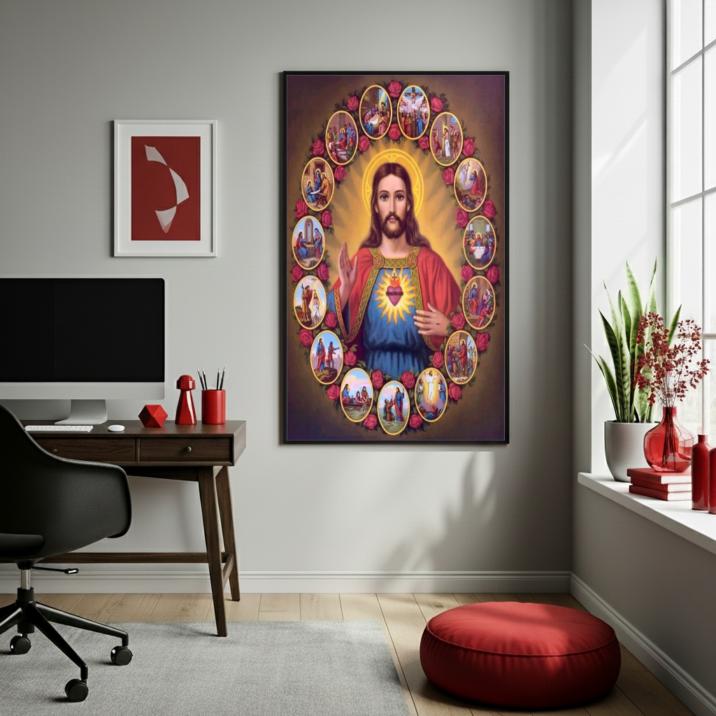 Quadro Fases Da Vida De Jesus Cristo - 70x50 cm