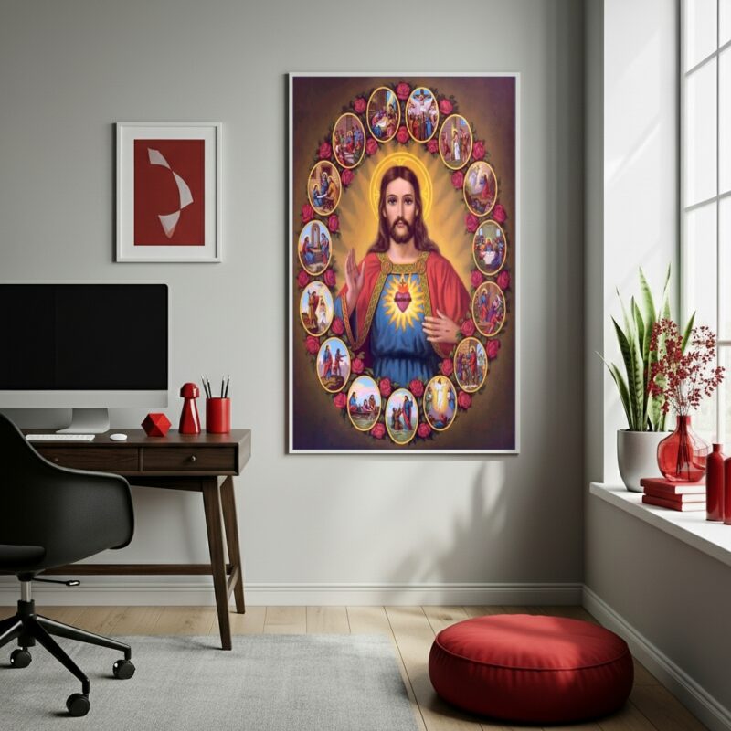 Quadro Fases Da Vida De Jesus Cristo - 70x50 cm
