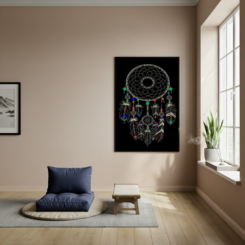 Quadro Filtro dos Sonhos - Apanhador de Sonhos - 70x50cm