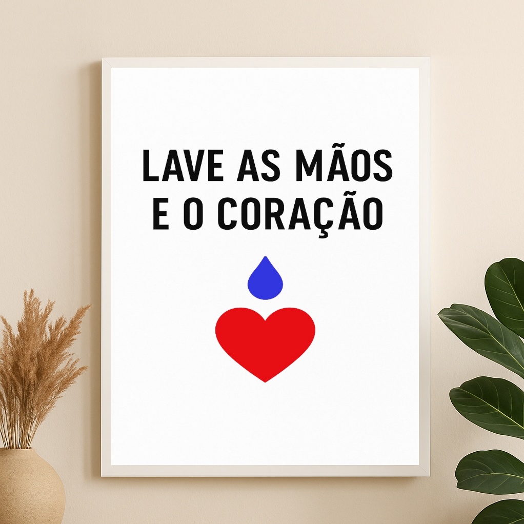 Quadro Frase Para Banheiro - Lave as Mãos