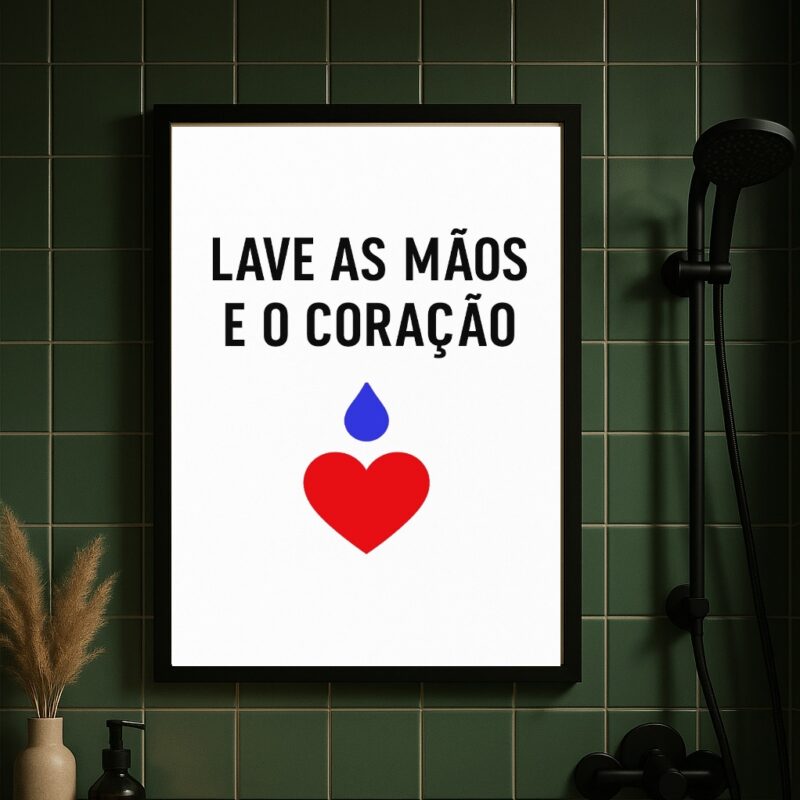 Quadro Frase Para Banheiro - Lave as Mãos