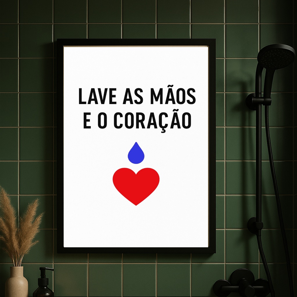 Quadro Frase Para Banheiro - Lave as Mãos