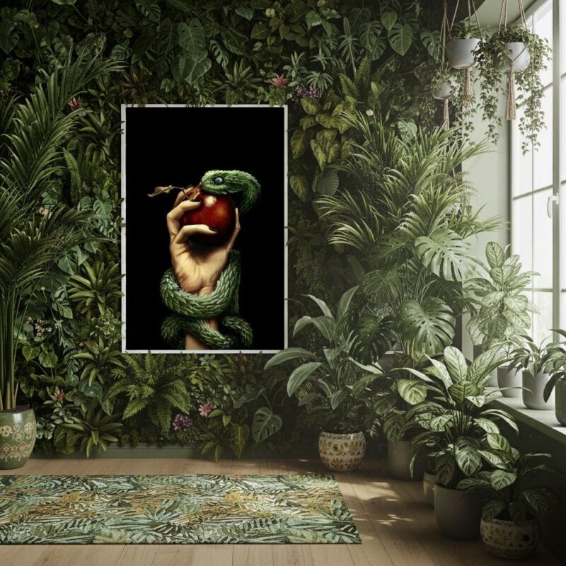 Quadro Fruto Proibido Serpente Maçã - 70x50 cm