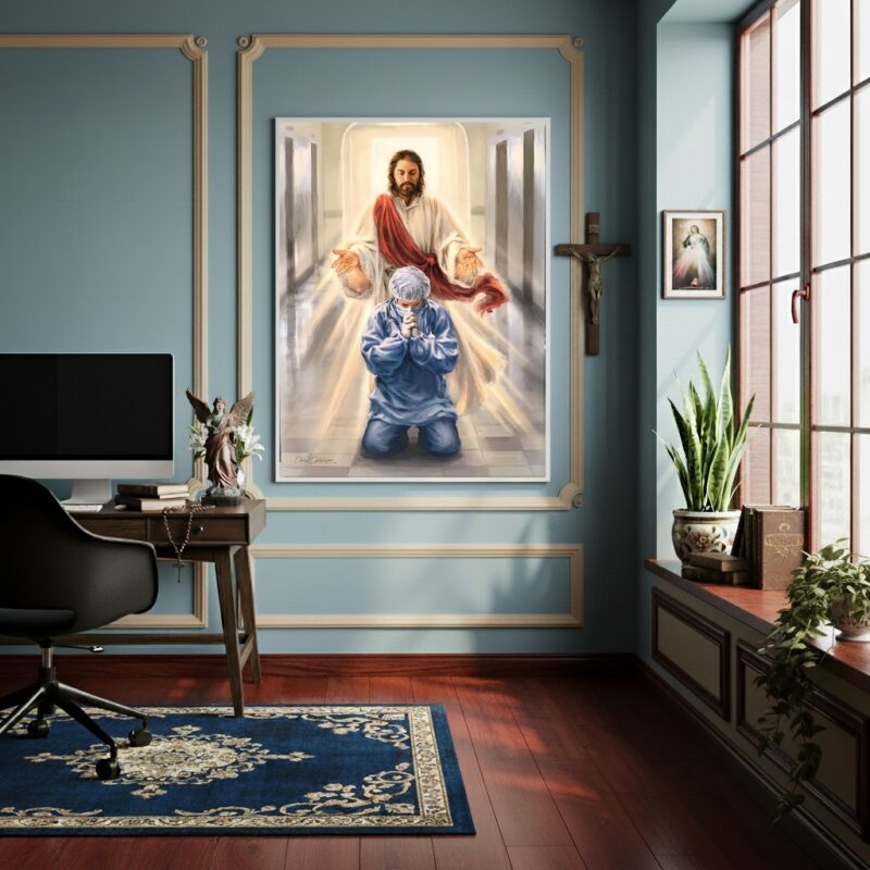 Quadro Jesus Cristo Companheiro dos Médicos - 70x50cm