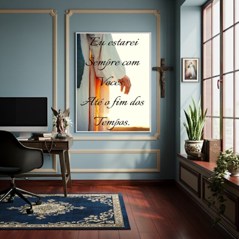 Quadro Jesus Estarei com Vocês Até o Fim dos Tempos -70x50cm