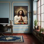 Quadro Jesus Orando A Mesa - 70x50 cm
