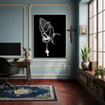 Quadro Mãos em Oração Segurando um Rosário - 70x50cm