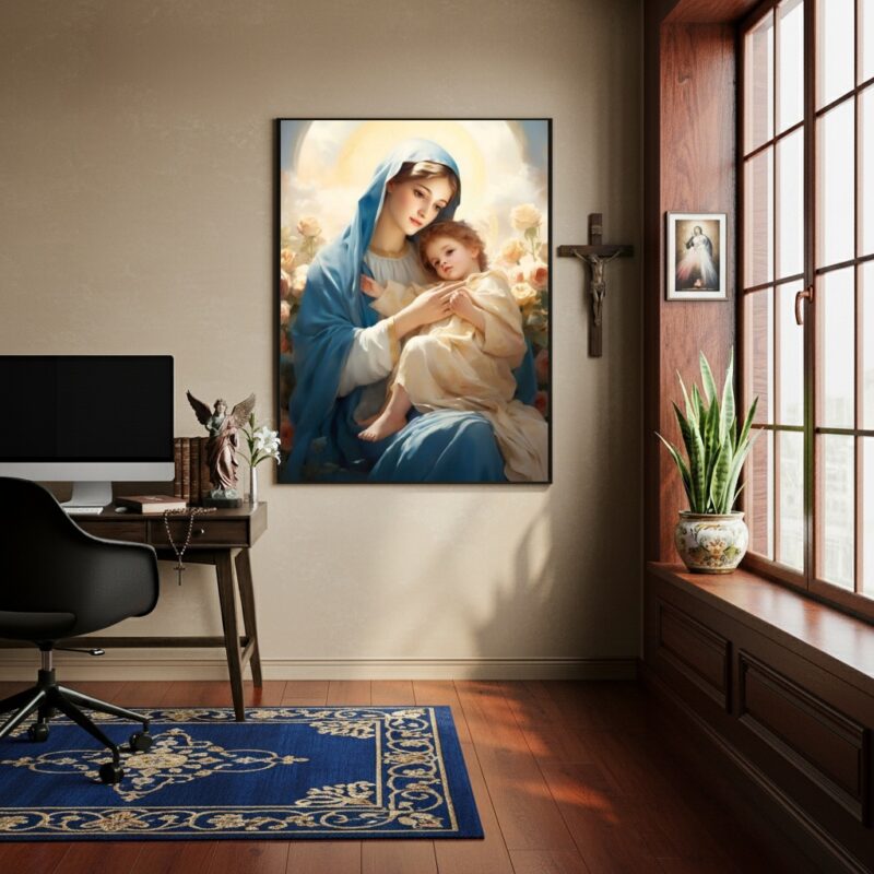Quadro Maria Com Menino Jesus - 70x50 cm