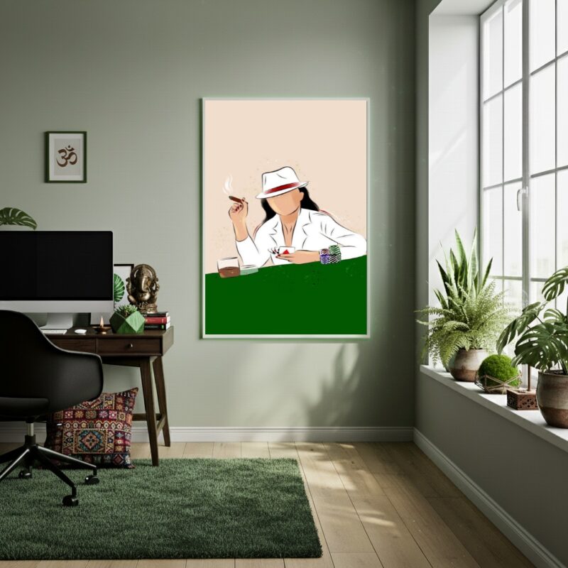 Quadro Maria Navalha Jogando Baralho - 70x50 cm