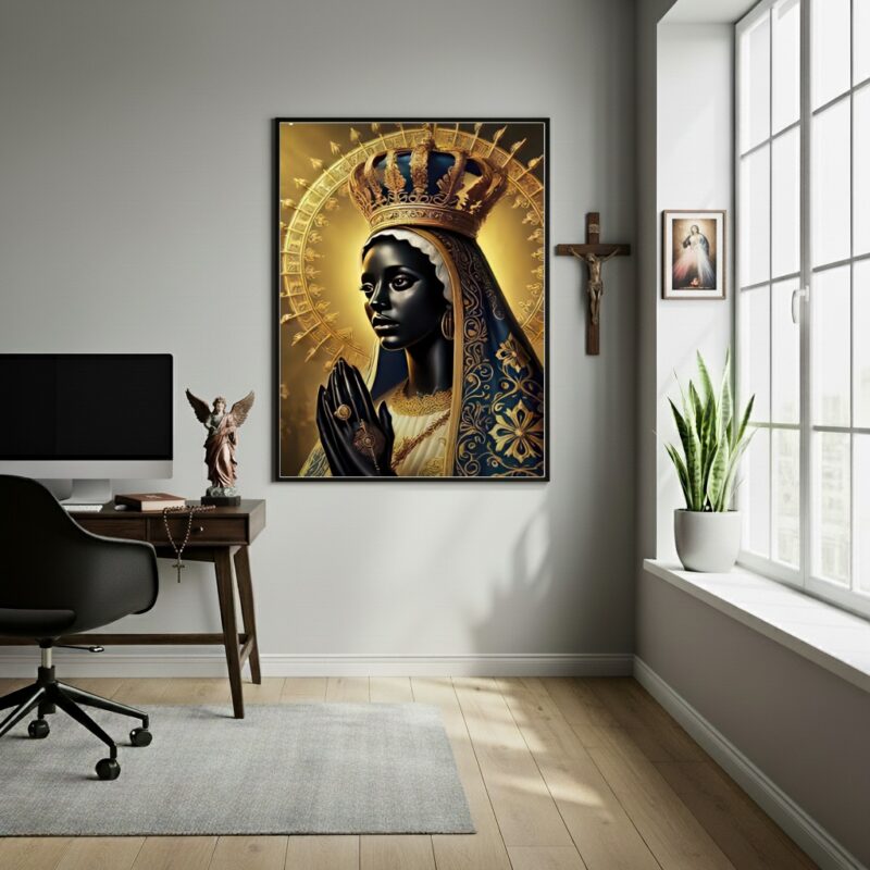 Quadro Nossa Senhora Aparecida Dourada - 70x50 cm