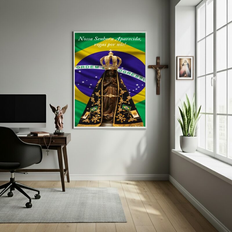 Quadro Nossa Senhora Aparecida Rogai Por Nós - 70x50 cm