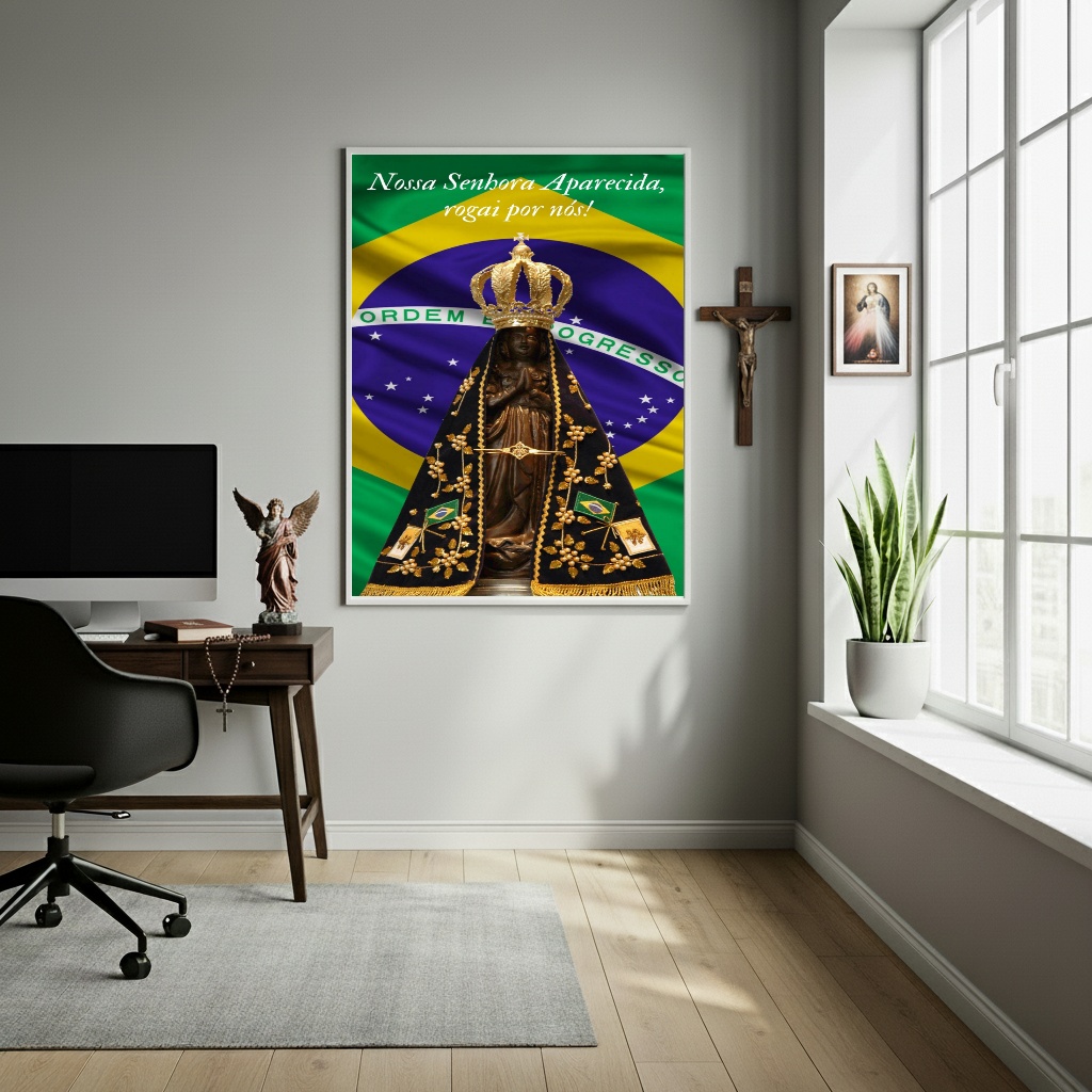 Quadro Nossa Senhora Aparecida Rogai Por Nós - 70x50 cm