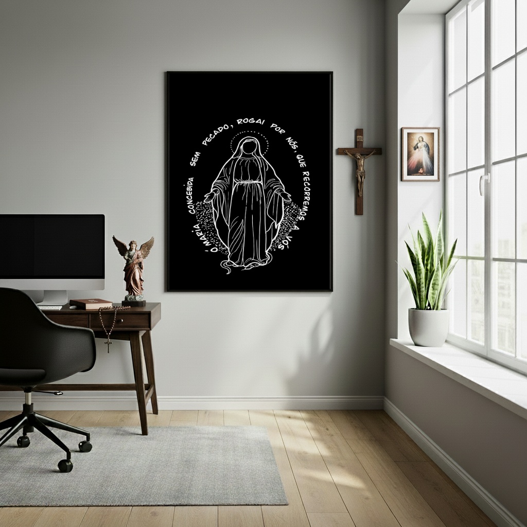Quadro Nossa Senhora Das Graças Moderno Minimalista-70x50cm