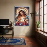 Quadro Nossa Senhora Desatadora de Nós Fita Azul - 70x50 cm