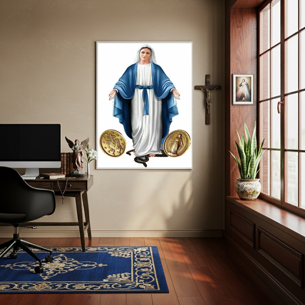 Quadro Nossa Senhora das Graças Medalhas - 70x50 cm