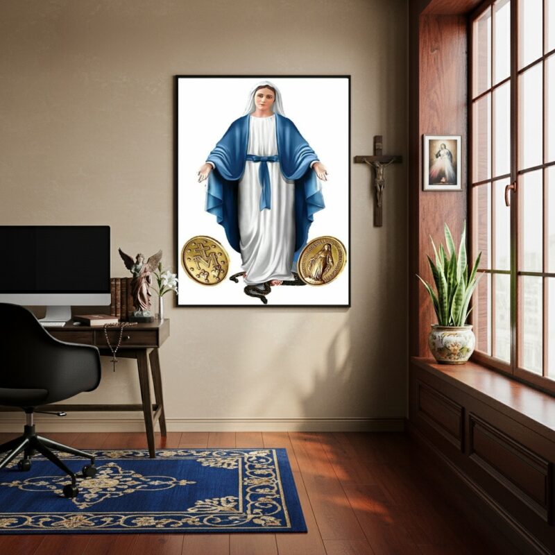 Quadro Nossa Senhora das Graças Medalhas - 70x50 cm