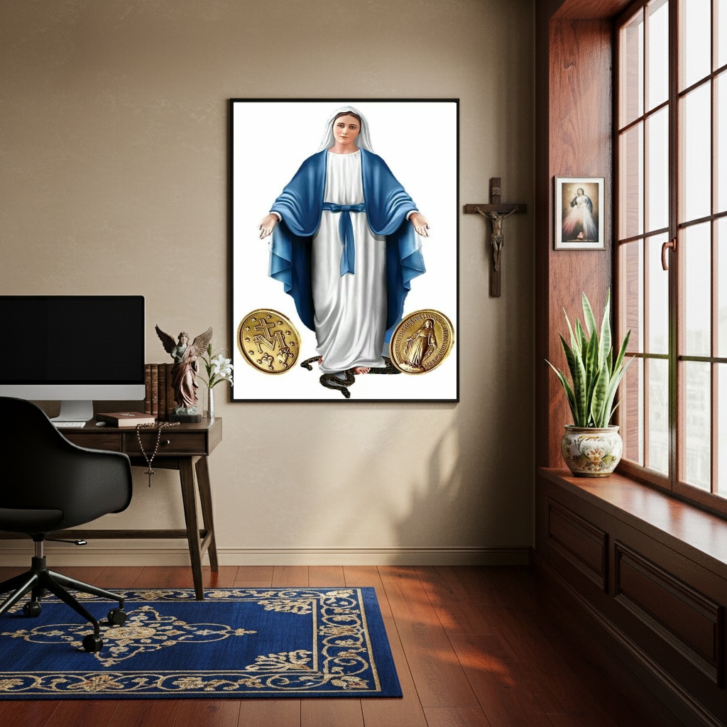 Quadro Nossa Senhora das Graças Medalhas - 70x50 cm