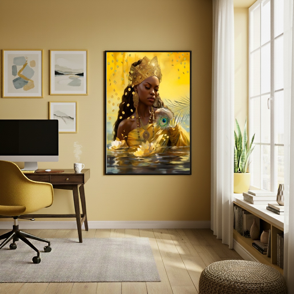 Quadro Orixá Oxum Moedas De Ouro - 70x50 cm